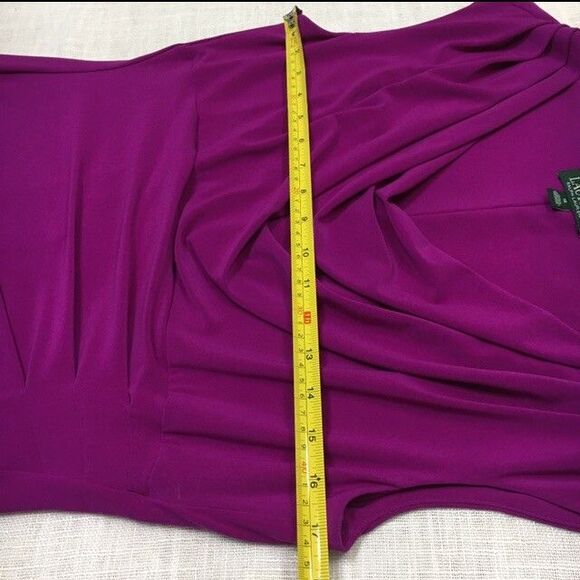 Lauren Ralph Lauren Ruched Cowl Neck Cocktail Dress Magenta Womens 12 Draped - Picture 12 of 14